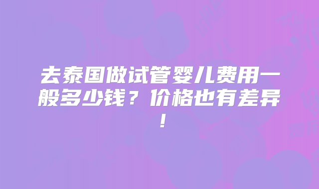 去泰国做试管婴儿费用一般多少钱？价格也有差异！