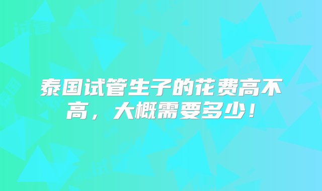 泰国试管生子的花费高不高，大概需要多少！