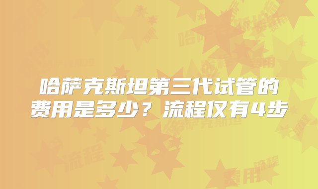 哈萨克斯坦第三代试管的费用是多少？流程仅有4步