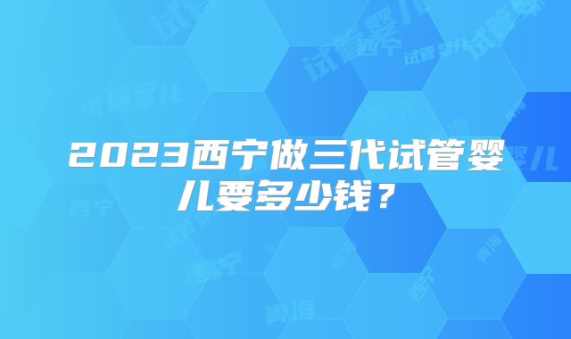 2023西宁做三代试管婴儿要多少钱？