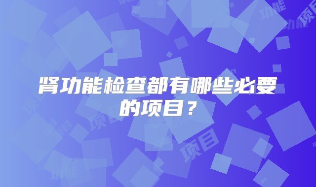 肾功能检查都有哪些必要的项目？