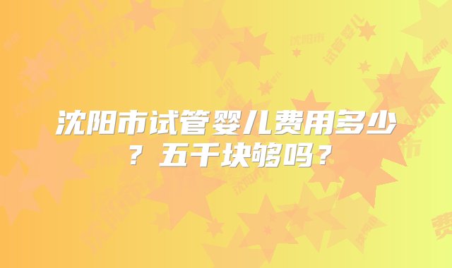 沈阳市试管婴儿费用多少？五千块够吗？