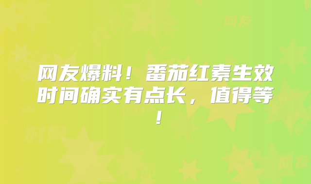 网友爆料！番茄红素生效时间确实有点长，值得等！