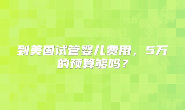 到美国试管婴儿费用，5万的预算够吗？