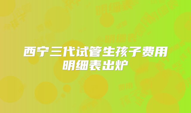 西宁三代试管生孩子费用明细表出炉