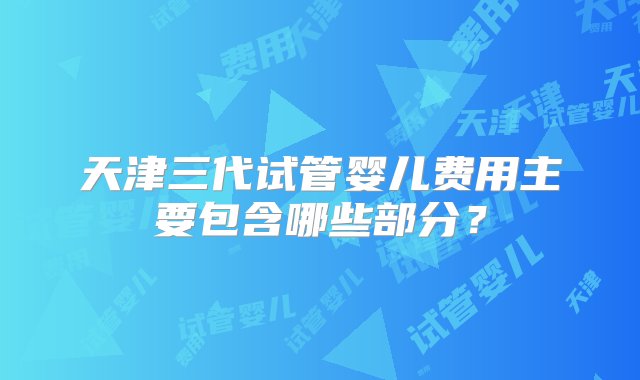 天津三代试管婴儿费用主要包含哪些部分？