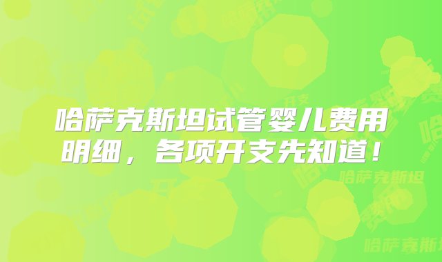 哈萨克斯坦试管婴儿费用明细，各项开支先知道！