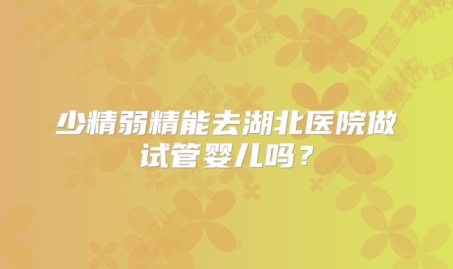 少精弱精能去湖北医院做试管婴儿吗？