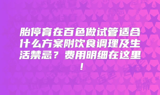 胎停育在百色做试管适合什么方案附饮食调理及生活禁忌？费用明细在这里！