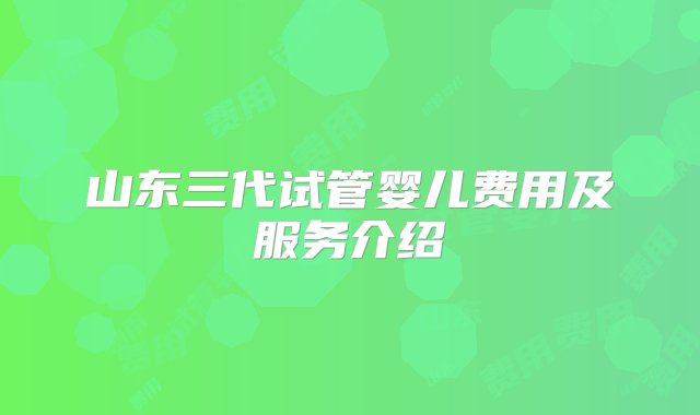 山东三代试管婴儿费用及服务介绍