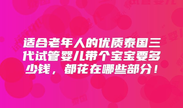 适合老年人的优质泰国三代试管婴儿带个宝宝要多少钱，都花在哪些部分！