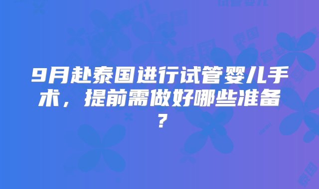 9月赴泰国进行试管婴儿手术，提前需做好哪些准备？