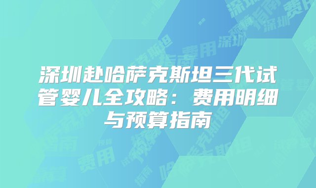 深圳赴哈萨克斯坦三代试管婴儿全攻略：费用明细与预算指南