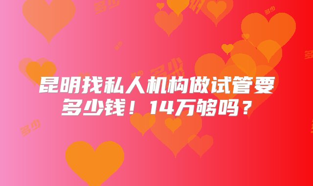 昆明找私人机构做试管要多少钱！14万够吗？