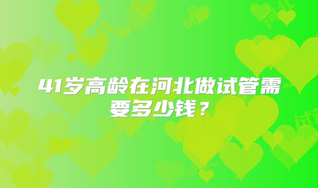 41岁高龄在河北做试管需要多少钱？