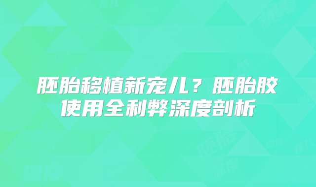 胚胎移植新宠儿？胚胎胶使用全利弊深度剖析