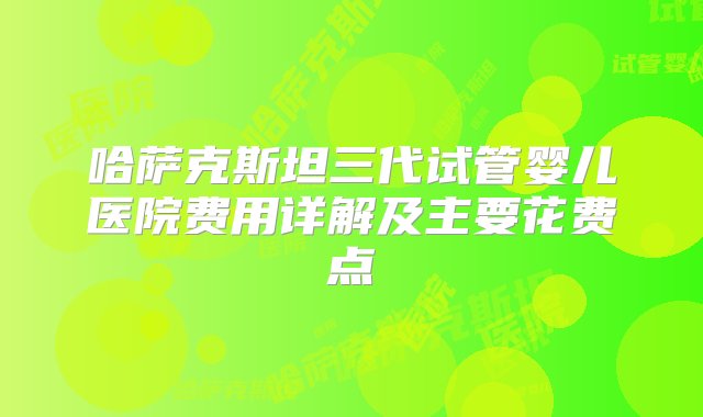 哈萨克斯坦三代试管婴儿医院费用详解及主要花费点