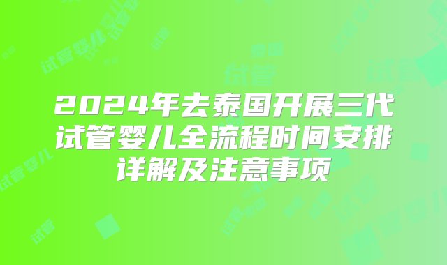 2024年去泰国开展三代试管婴儿全流程时间安排详解及注意事项