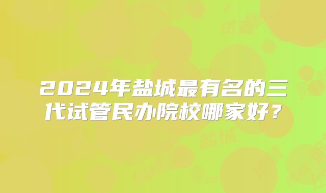 2024年盐城最有名的三代试管民办院校哪家好？