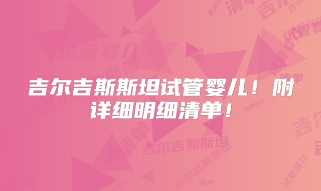 吉尔吉斯斯坦试管婴儿！附详细明细清单！