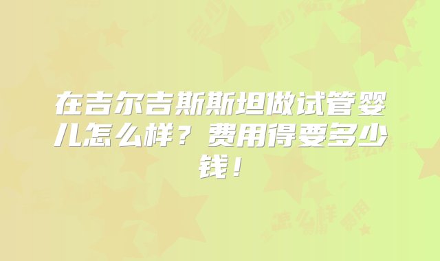 在吉尔吉斯斯坦做试管婴儿怎么样？费用得要多少钱！