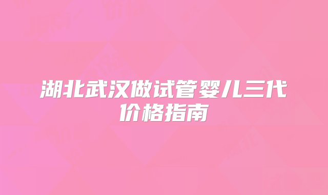 湖北武汉做试管婴儿三代价格指南