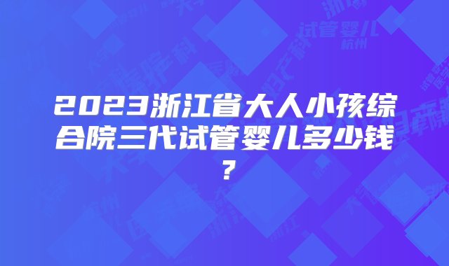 2023浙江省大人小孩综合院三代试管婴儿多少钱？