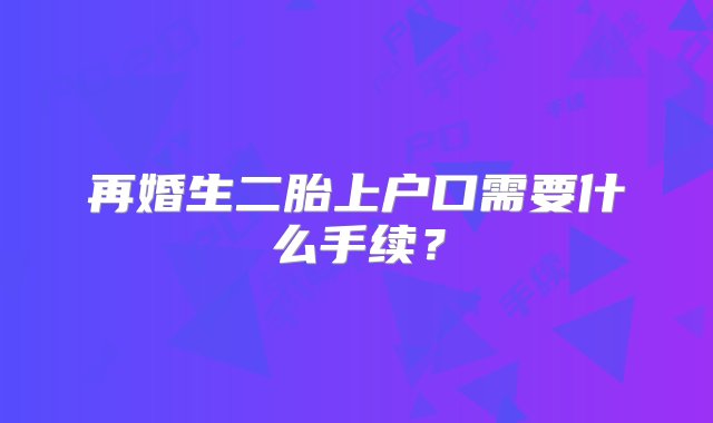 再婚生二胎上户口需要什么手续？