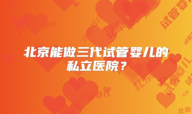 北京能做三代试管婴儿的私立医院？