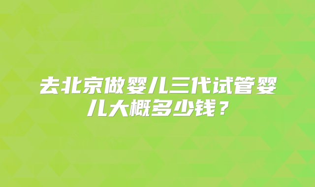 去北京做婴儿三代试管婴儿大概多少钱？