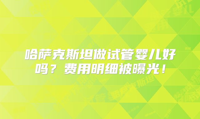 哈萨克斯坦做试管婴儿好吗？费用明细被曝光！