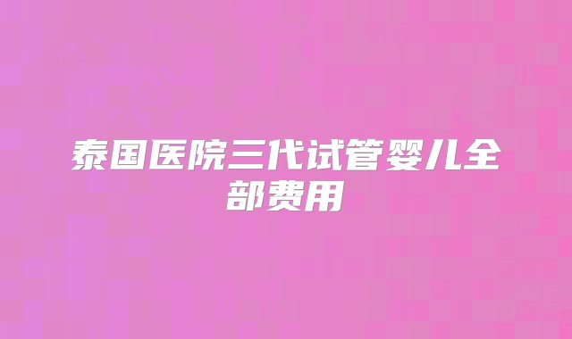 泰国医院三代试管婴儿全部费用