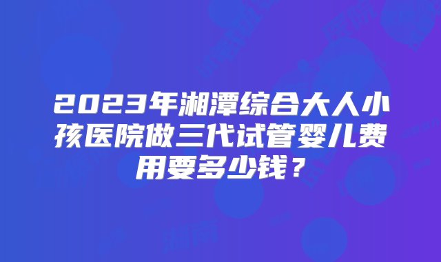 2023年湘潭综合大人小孩医院做三代试管婴儿费用要多少钱？