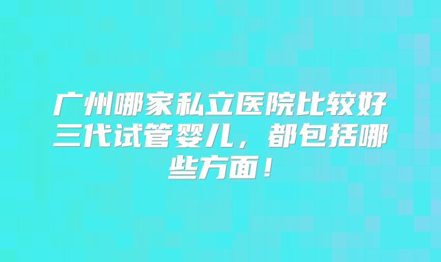 广州哪家私立医院比较好三代试管婴儿，都包括哪些方面！