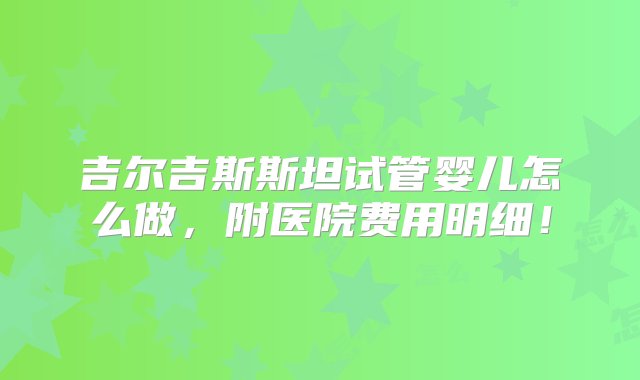 吉尔吉斯斯坦试管婴儿怎么做，附医院费用明细！