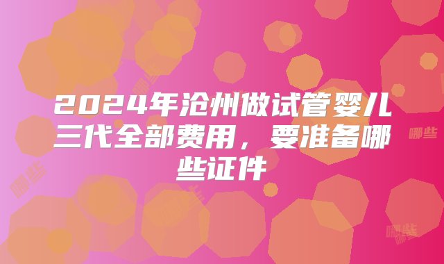 2024年沧州做试管婴儿三代全部费用，要准备哪些证件