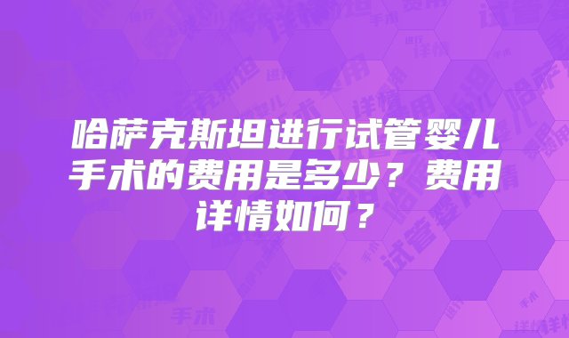 哈萨克斯坦进行试管婴儿手术的费用是多少？费用详情如何？