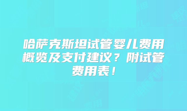 哈萨克斯坦试管婴儿费用概览及支付建议？附试管费用表！