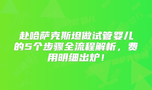 赴哈萨克斯坦做试管婴儿的5个步骤全流程解析，费用明细出炉！