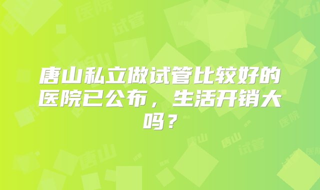 唐山私立做试管比较好的医院已公布，生活开销大吗？