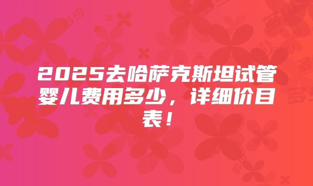 2025去哈萨克斯坦试管婴儿费用多少，详细价目表！