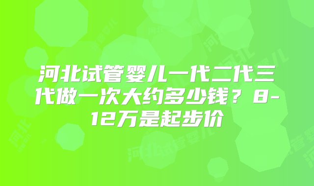 河北试管婴儿一代二代三代做一次大约多少钱？8-12万是起步价