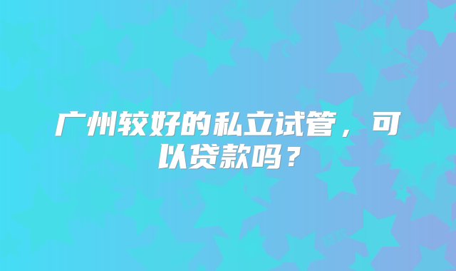 广州较好的私立试管，可以贷款吗？