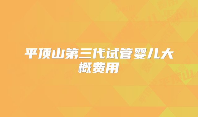 平顶山第三代试管婴儿大概费用