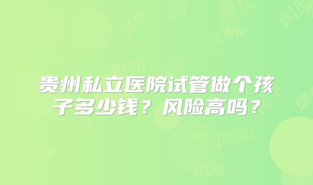 贵州私立医院试管做个孩子多少钱？风险高吗？