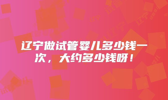 辽宁做试管婴儿多少钱一次，大约多少钱呀！