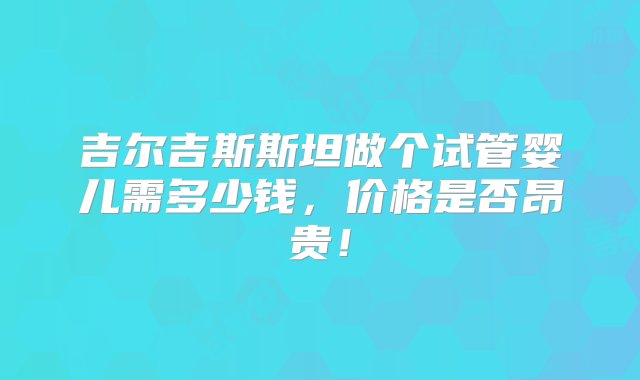 吉尔吉斯斯坦做个试管婴儿需多少钱，价格是否昂贵！