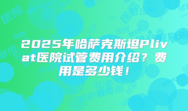 2025年哈萨克斯坦Plivat医院试管费用介绍？费用是多少钱！