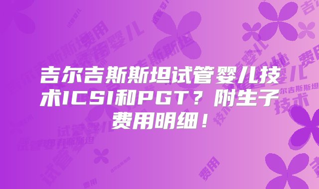 吉尔吉斯斯坦试管婴儿技术ICSI和PGT？附生子费用明细！