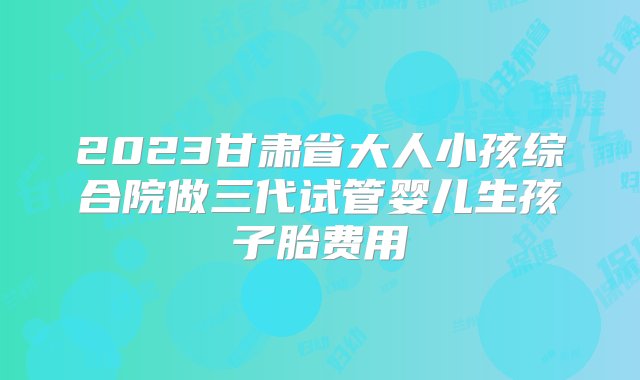 2023甘肃省大人小孩综合院做三代试管婴儿生孩子胎费用